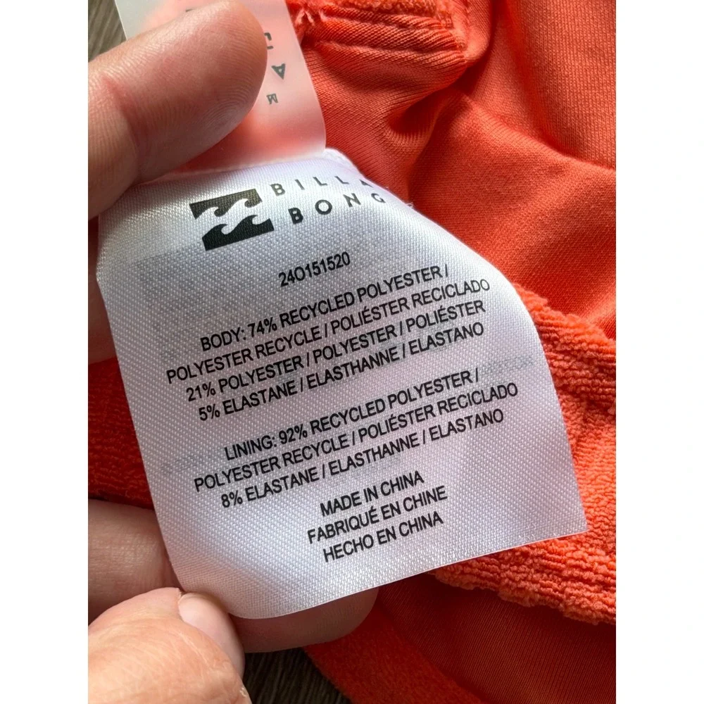 Billabong Coral Terry Underwire Bikini Top Textured Ribbed Orange Pink Small NEW